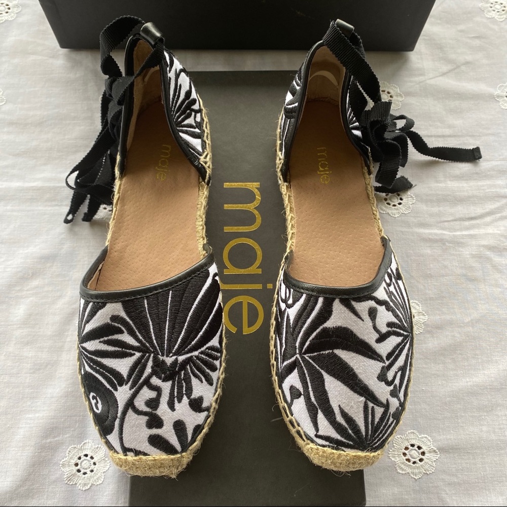 NIB Gorgeous Maje leather-trimmed Espadrilles